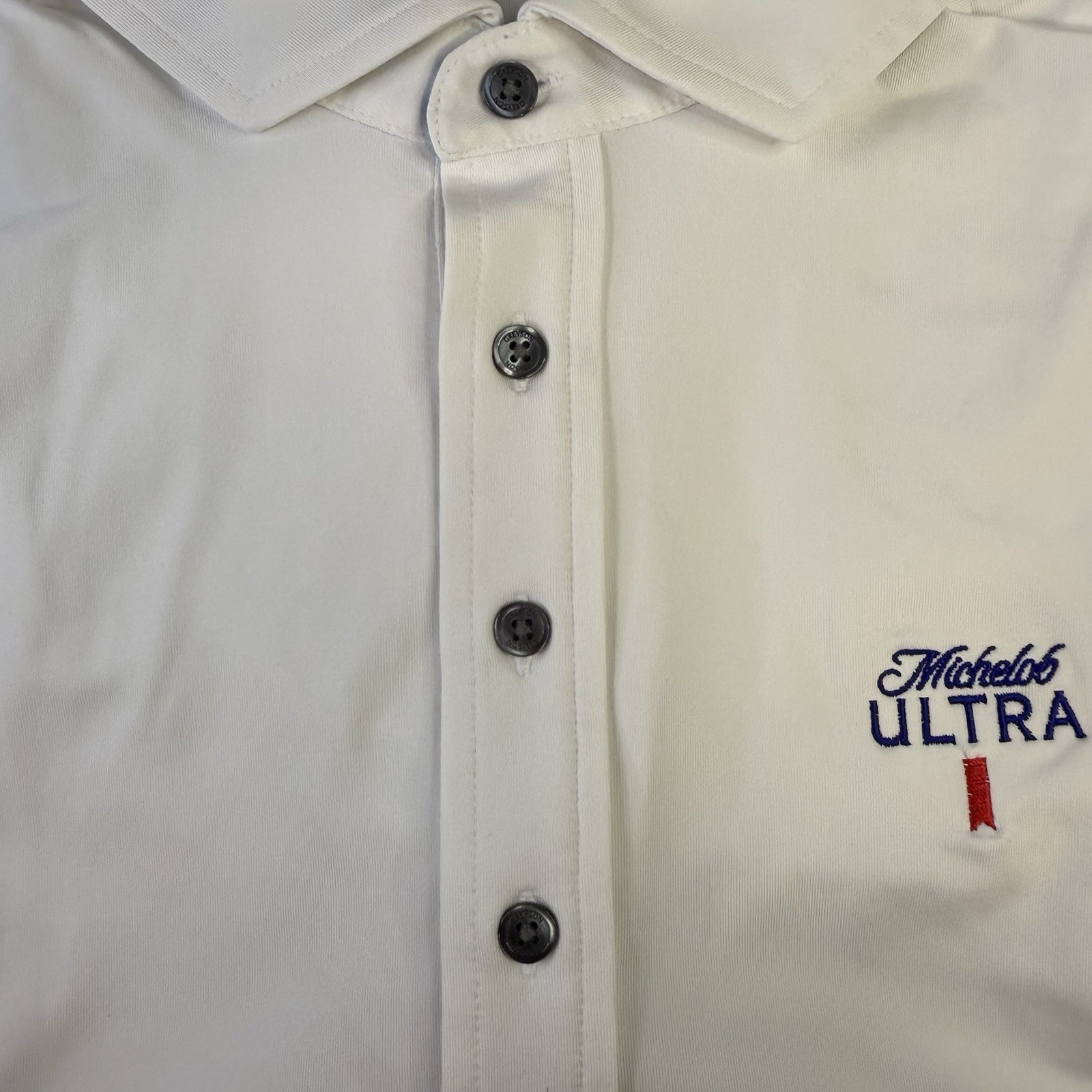 Greyson Golf Tala Polo Men's Medium Michelob Ultra Logo White Greyson Polo NWT