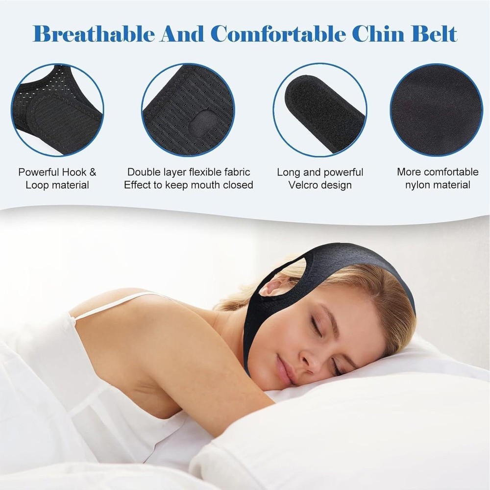Chin Strap for Sleeping Adjustable Soft Comfortable Breathable Stopper