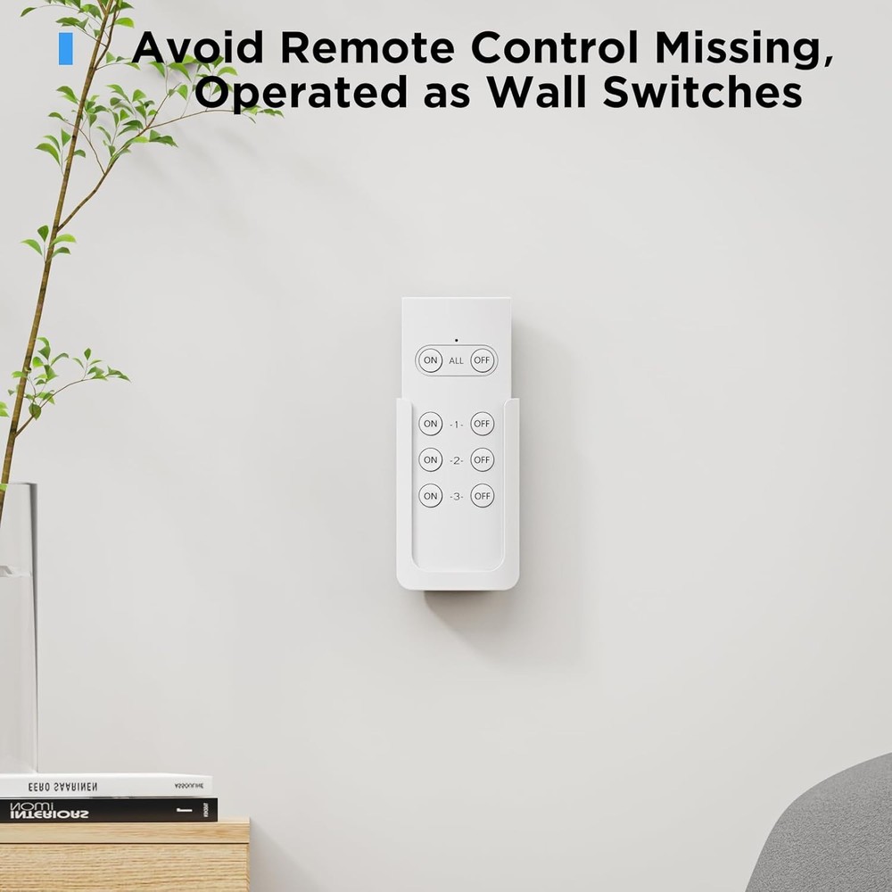 2 Pack Indoor Remote Control Electrical Outlet Plug, 15A, Wireless Switch