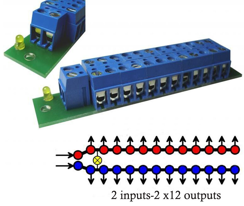 2 Sets Power Distribution Board With Status LEDs DC AC Voltage Power Controller