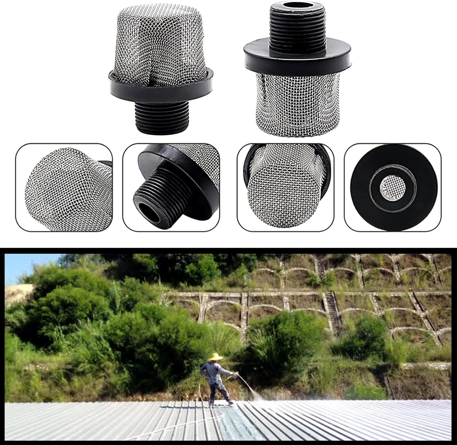 288716 Inlet Suction Strainer Thread for Airless Paint Sprayer, 288716, Black