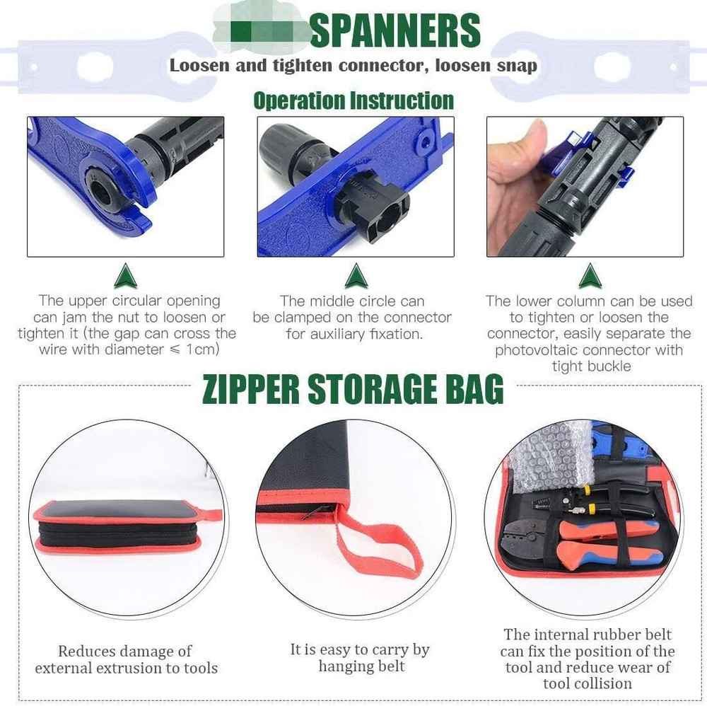 Solar Crimping Tools Includes Solar Panel Connectors, Solar Cable Connectors, Sp