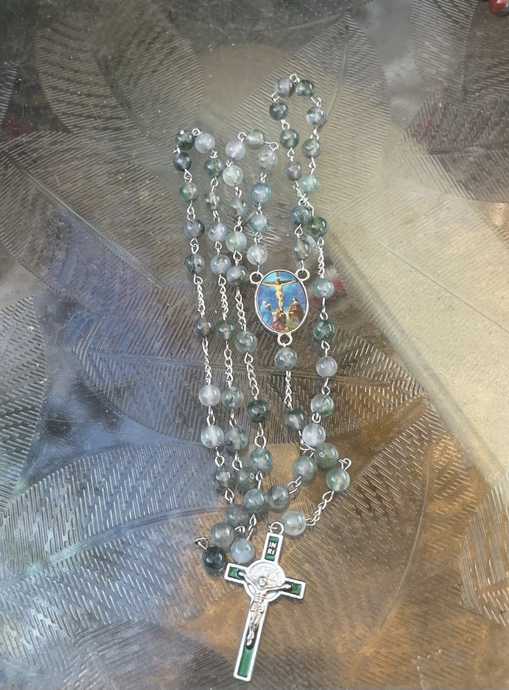 Green Moss Agate Rosary