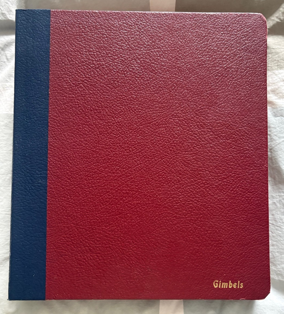 RARE Hardback Mint Sheet Stamp Binder from 1930s Gimbels w/ 8 sheet files within