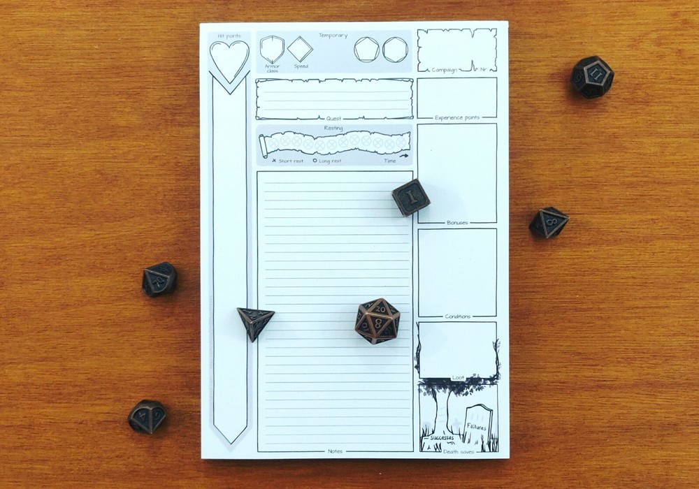 Session Notepad for Dungeons and Dragons | DnD 5e | A5 Noteblok