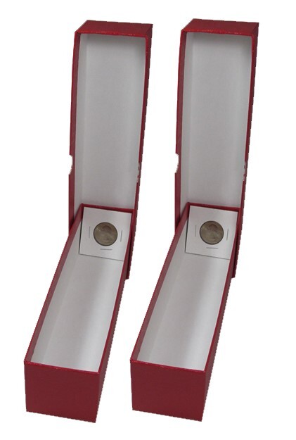 2 2x2 Red Coin Boxes Regular Duty Row Durable Box 9" For Flips Storage /Shipping