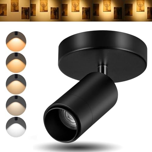 5CCT LED Ceiling Spotlight Dimmable Ceiling Light Directional 12W Black