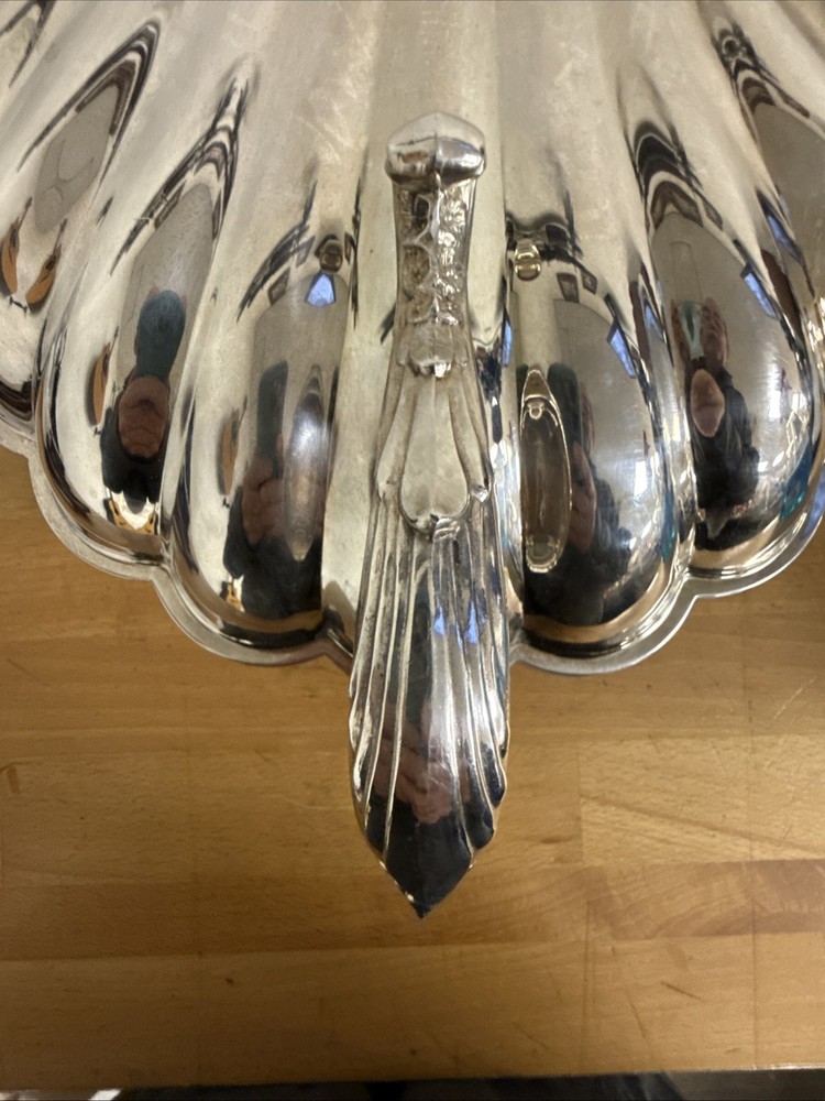 Vtg Sheffield Silver Plated Clam Shell Serving Dish - Scallop - 11” X 11” - LOOK