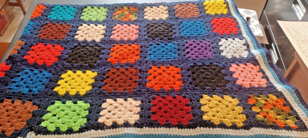 Handmade Granny Square Afghan Approx 62x96 B