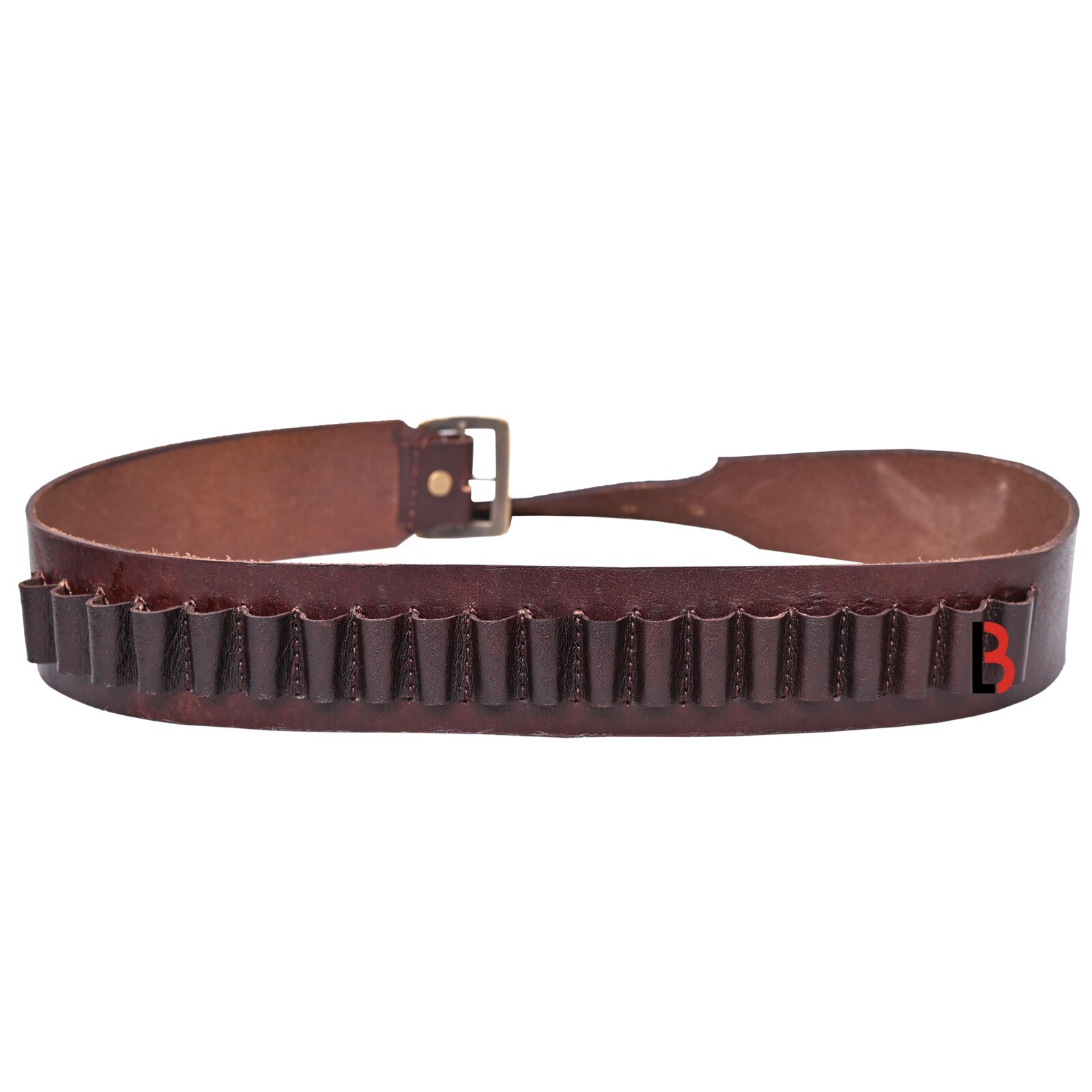 Cowhide Leather Adjustable Bandolier Cartridge Belt for.9MM / 38SPL, Vintage