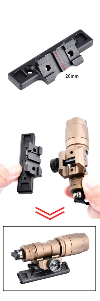 Tactical Flashlight M300 M600 Offset Light Mount KeyMod Mlok Adapter Scout Mount