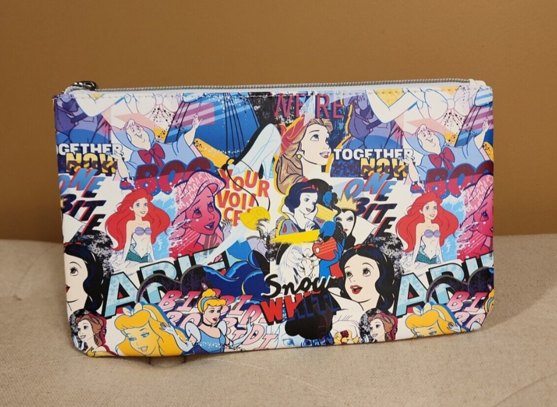 Buckle Down Disney Princess Comic AOP Print Cosmetic Bag Makeup Pouch NEW