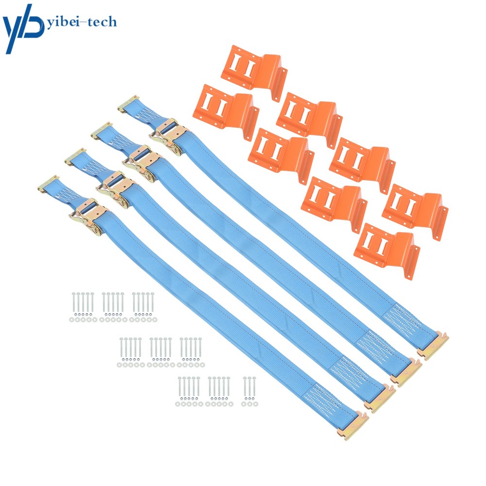2 Pack Wheel Chock Tie Down E Track System Blue Ratchet Strap For Trailer ATV