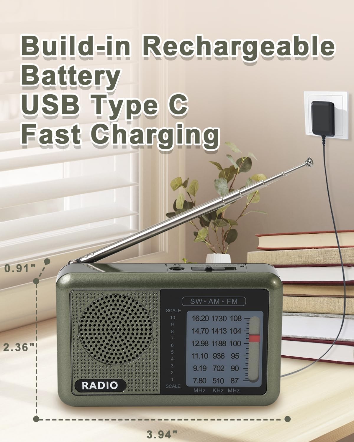 3 Band Mini Pocket Radio with Rechargeable Battery, Portable FM AM Shortwave R..