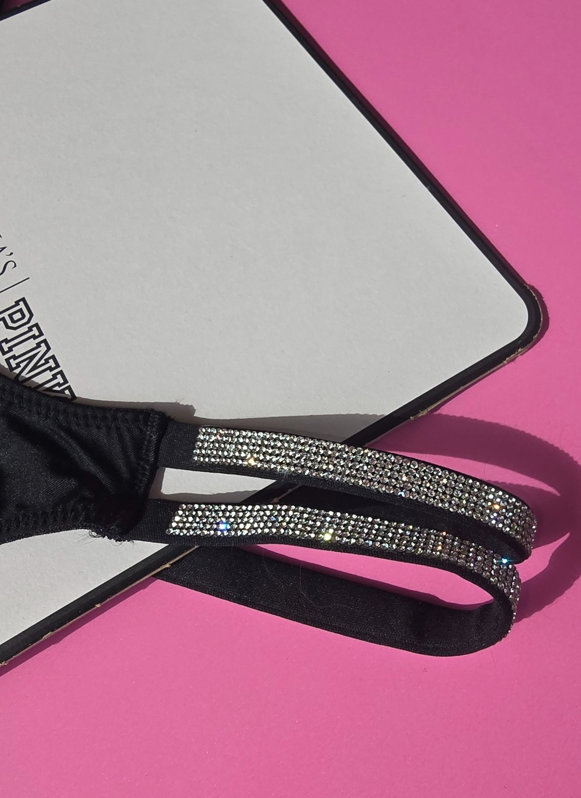 Victoria's Secret Shine Strap Thong Very Sexy Bling Panty Rhinestone NWT