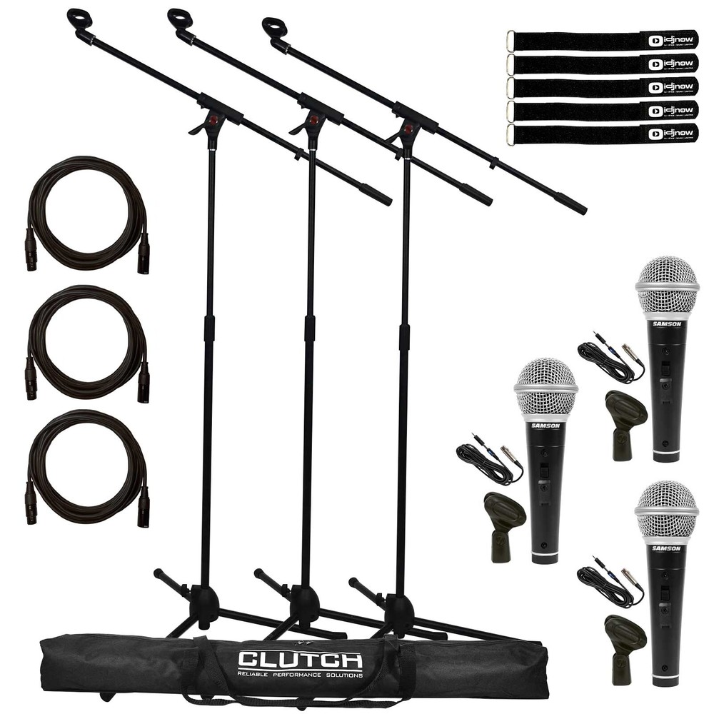 Handheld Dynamic Vocal Microphone w XLR 1/4" Cable Clip On/Off Switch & Stand...