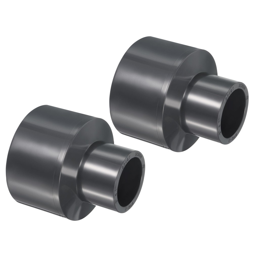 2pcs 2"x1" SCH80 UPVC Reducer Pipe Fitting Straight Coupling Connector, Grey