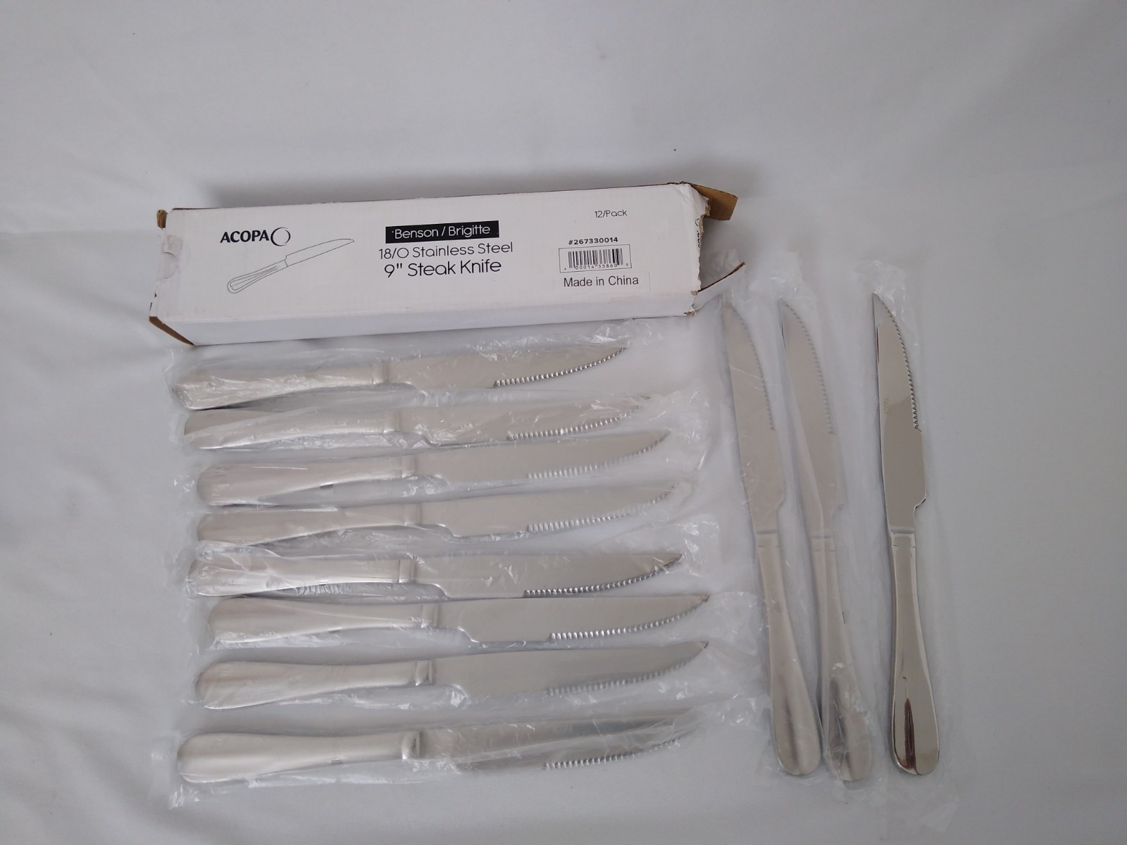 Acopa 18 0 Stainless Steel 9 in Steak Knife 11 Pack Benson Brigitte Flatware