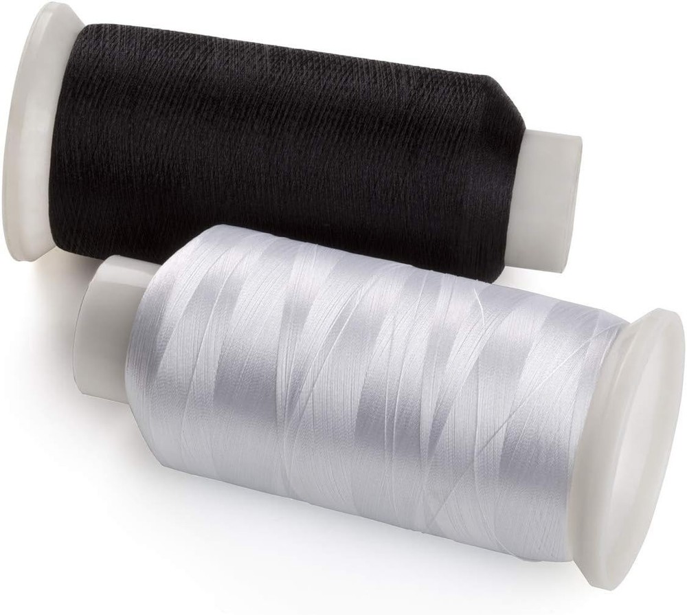 Bobbin Thread Set 60WT Polyester – 2 Spools (White & Black) for Seamless Sewing