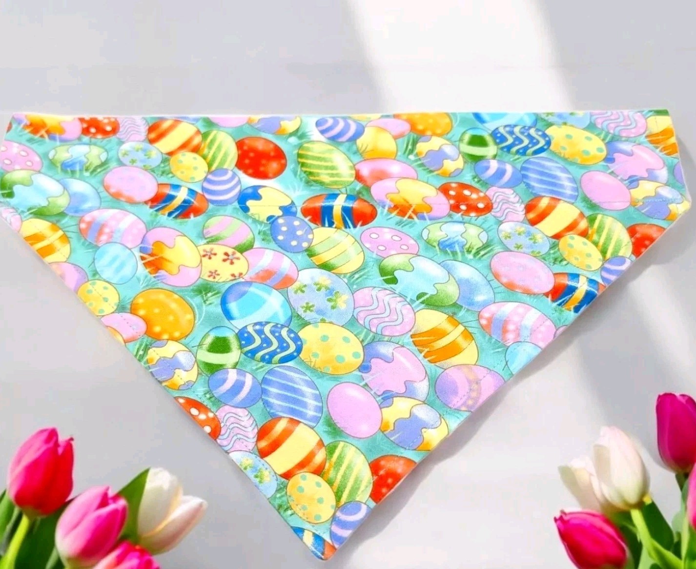 Easter Eggs Dog Bandana OVER THE COLLAR Bandanna Slide on Slip Bandanna egg