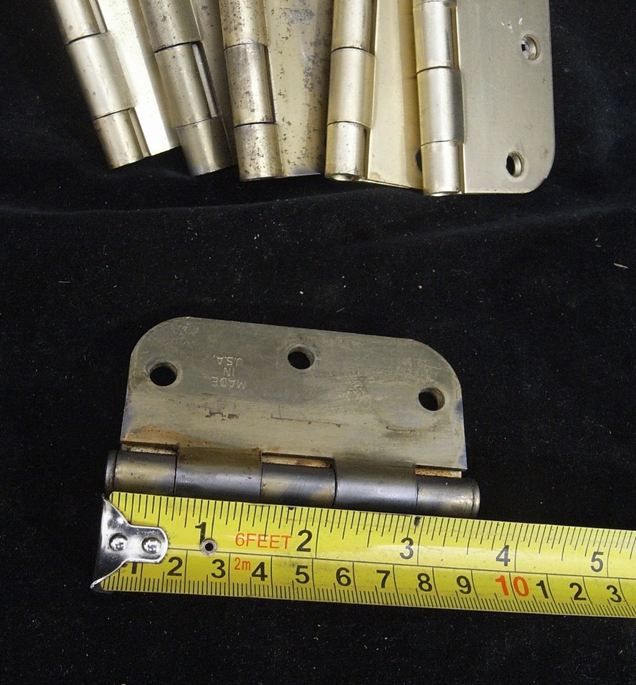 6 -3 1/2"- BRUSHED BRASS INTERIOR HINGES NOS