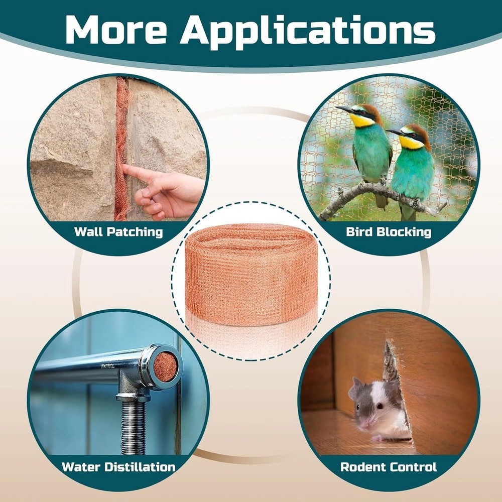 Copper Mesh Rodent Control, 5in x 30ft Rustproof Pure Copper Mesh Roll