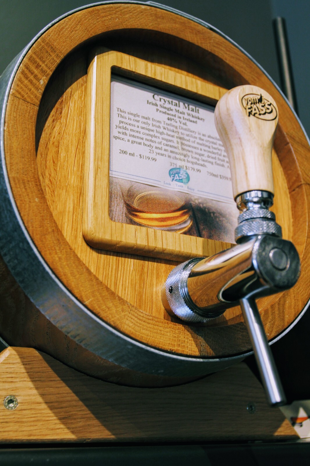 Wood Display Barrel for Bourbon, Whisky, Rye, etc. - holds up to 5 Liters