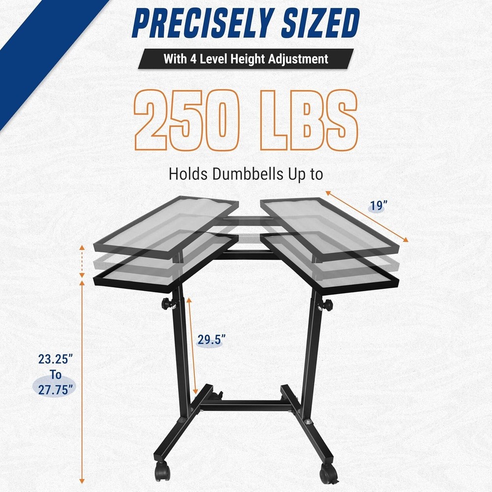 Adjustable Dumbbell Weight Rack Stand With Wheels – 4 Height Level