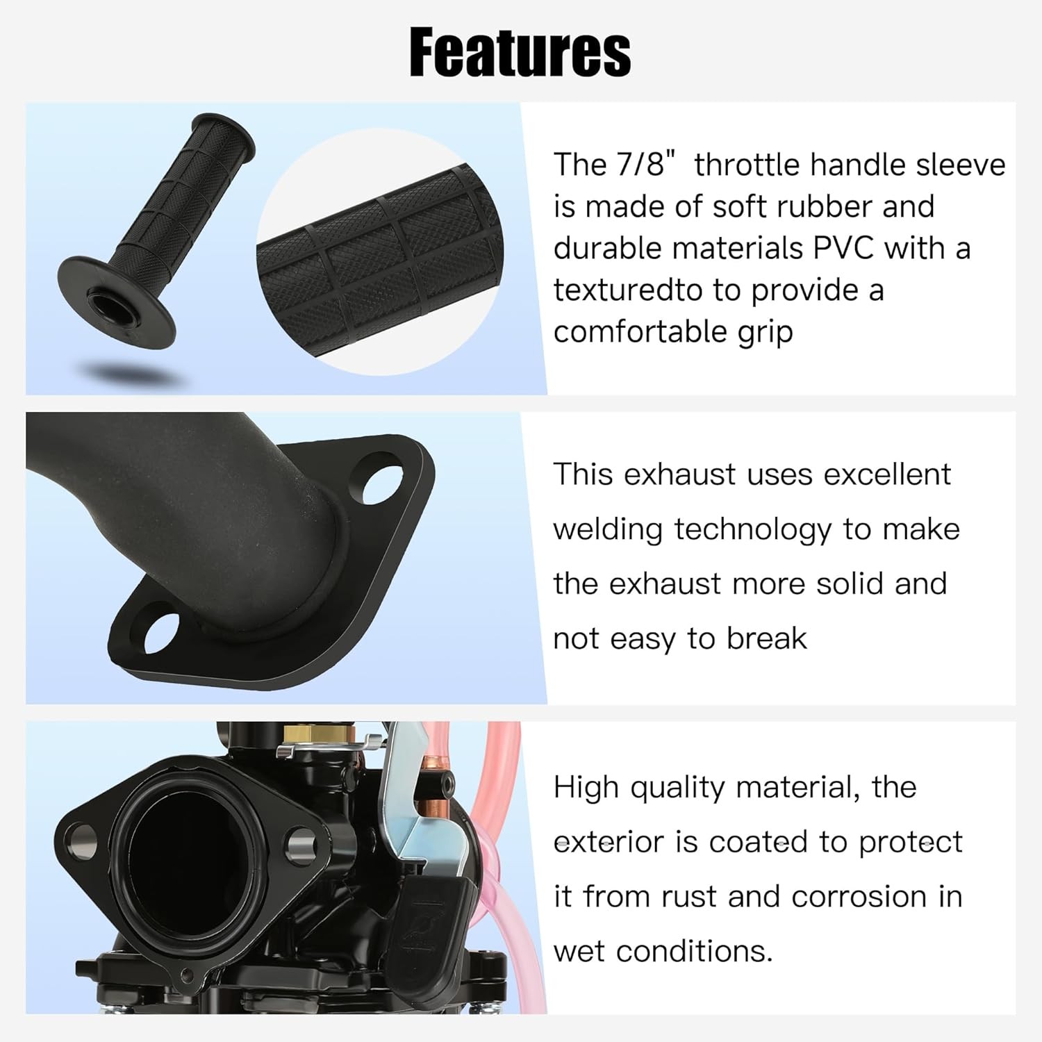 Black VM22 Carburetor Exhaust Muffler Kit For Predator 212cc CT200U Mini Bike