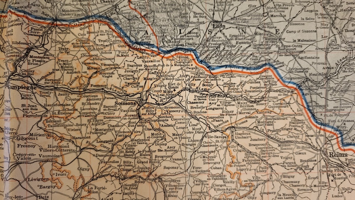 WWI 1918 Western Front Battle-Line Liberty Map! Coated Cloth. Large 51" x 42".