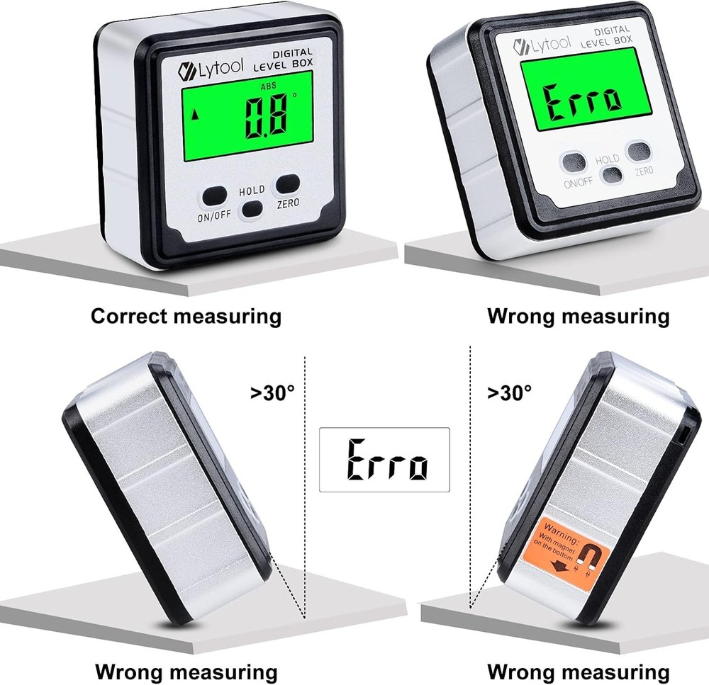 Digital Angle Finder, Angle Gauge Electronic Level Tool with Bubble Level and...