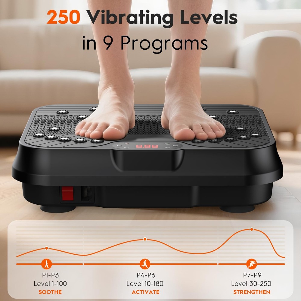 Vibration Plate Exercise Machine, Vibrating Plate for Lymphatic Drainage, 400...