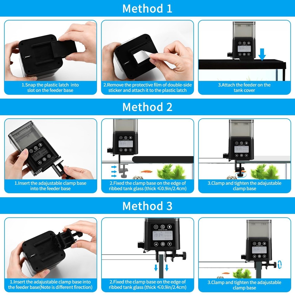 Podazz Automatic Fish Feeder for Aquarium with Timer, LCD Display 320ML Large...