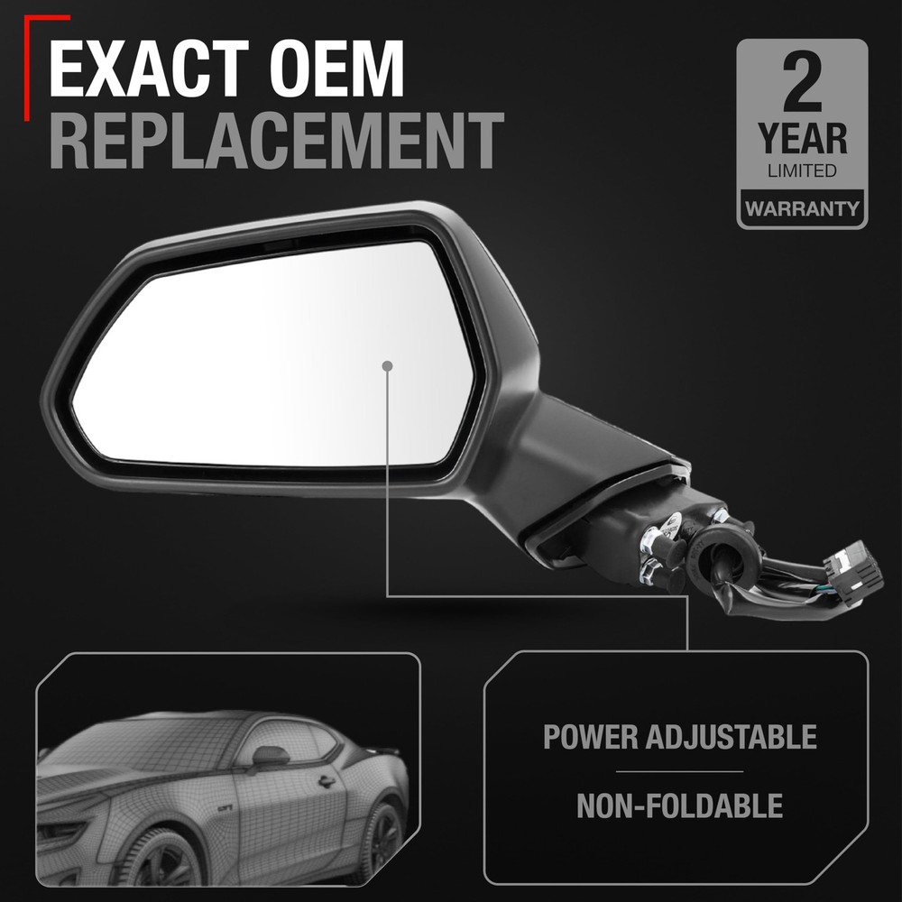 Chevrolet Camaro Driver Side Mirror Replacement - Powered Adjustment, Non-Fol...