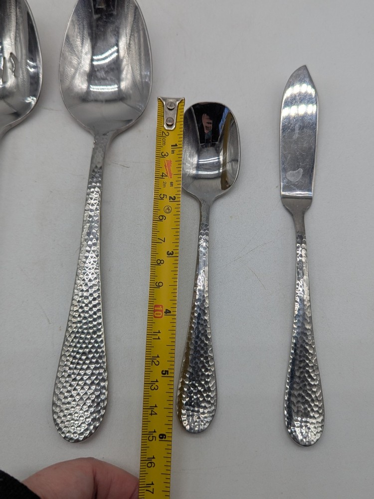 5 Piece Oneida Hammered Handle Design - SERVING UTENSILS -