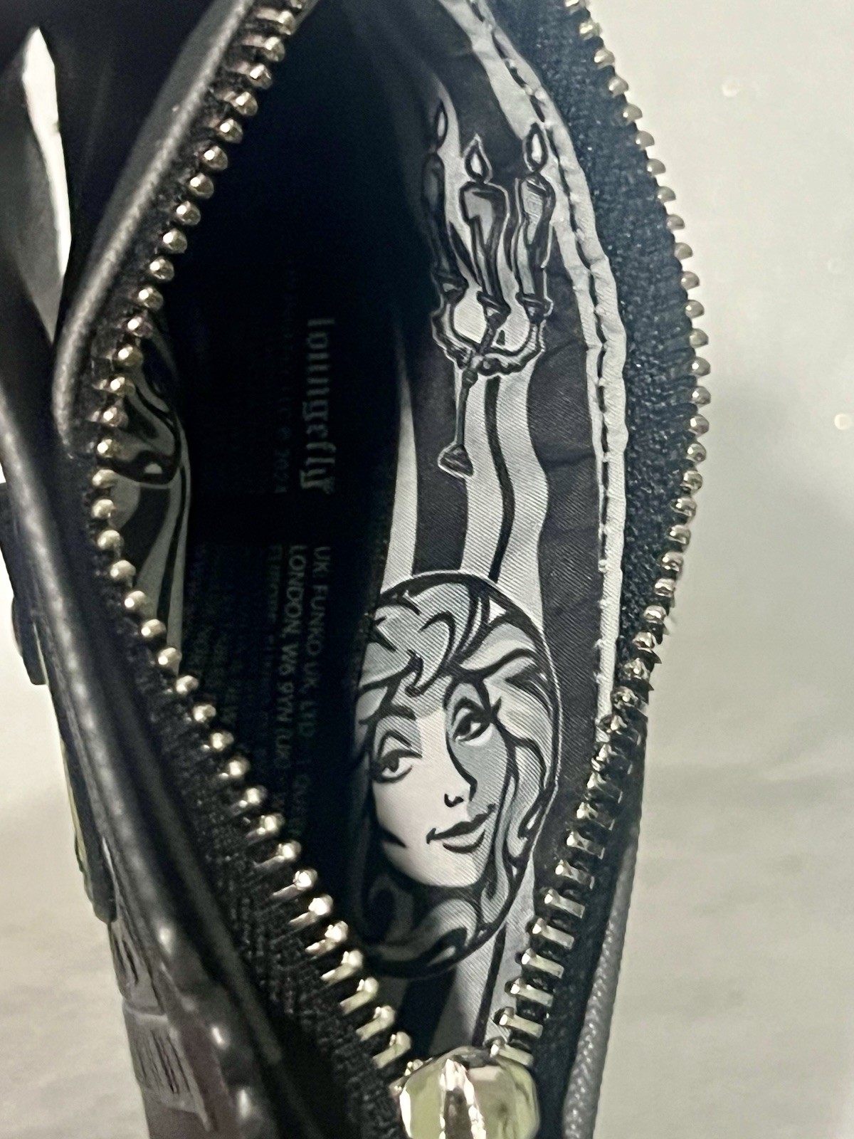 Disney Loungefly Haunted Mansion Welcome Foolish Mortals Clock Cardholder Glows