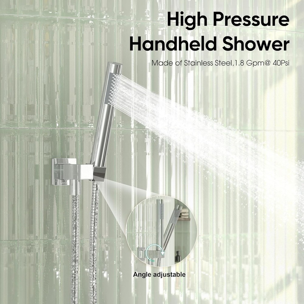 Chrome Wall Mount Rain Shower System