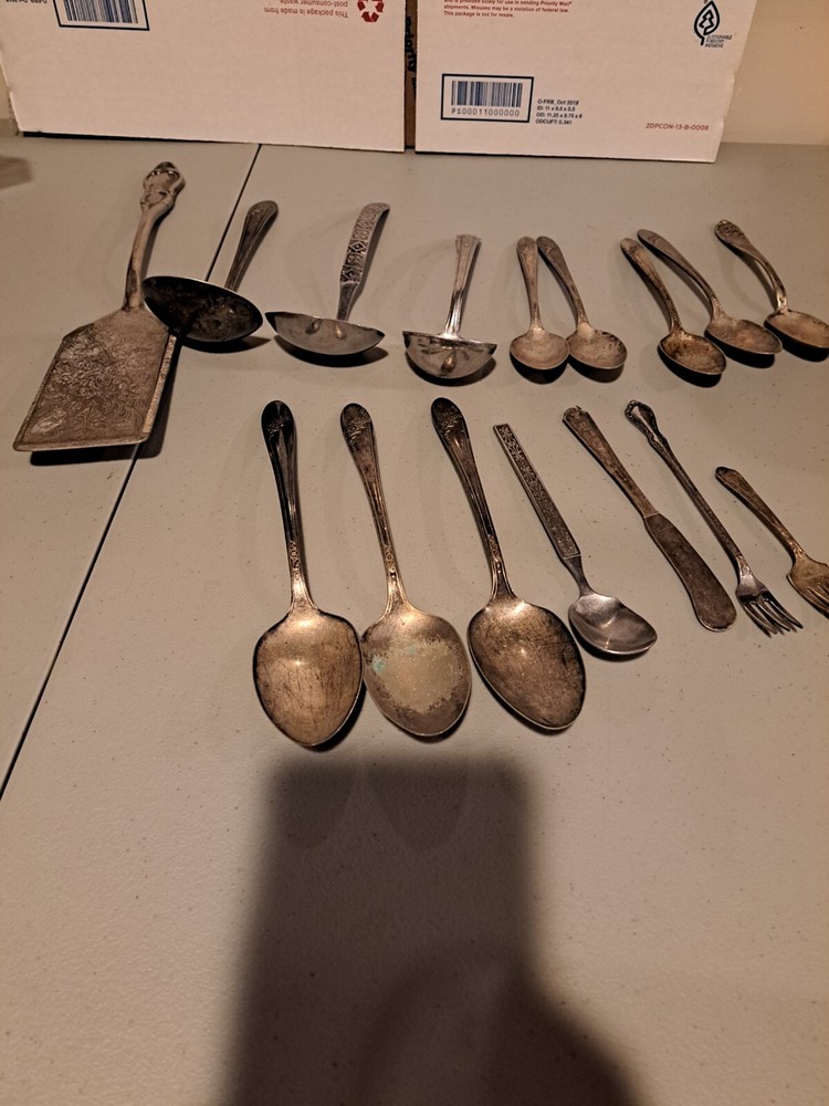 Lot  16 Pieces Silver Plated Kitchenware, Pre-owned