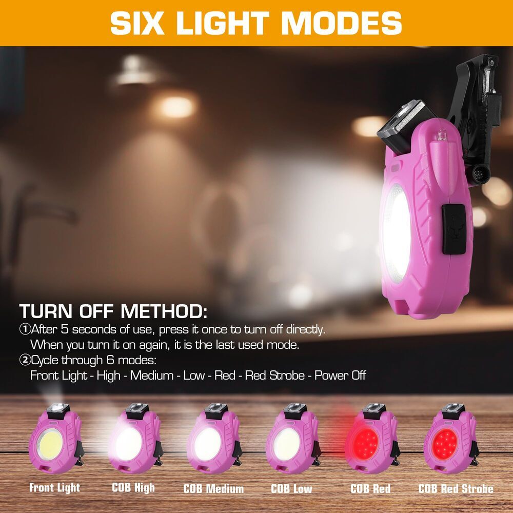 EverBrite Rechargeable COB Keychain Work Light 6 Mode Multifunctional Flashlight