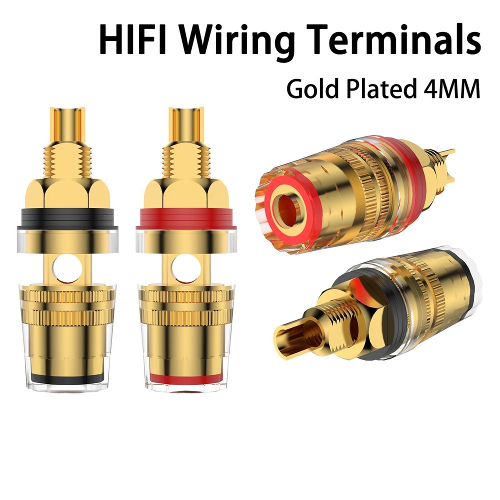4PCS Gold Plated Audio Speaker Binding Post Short Thread Terminal Banana Plug