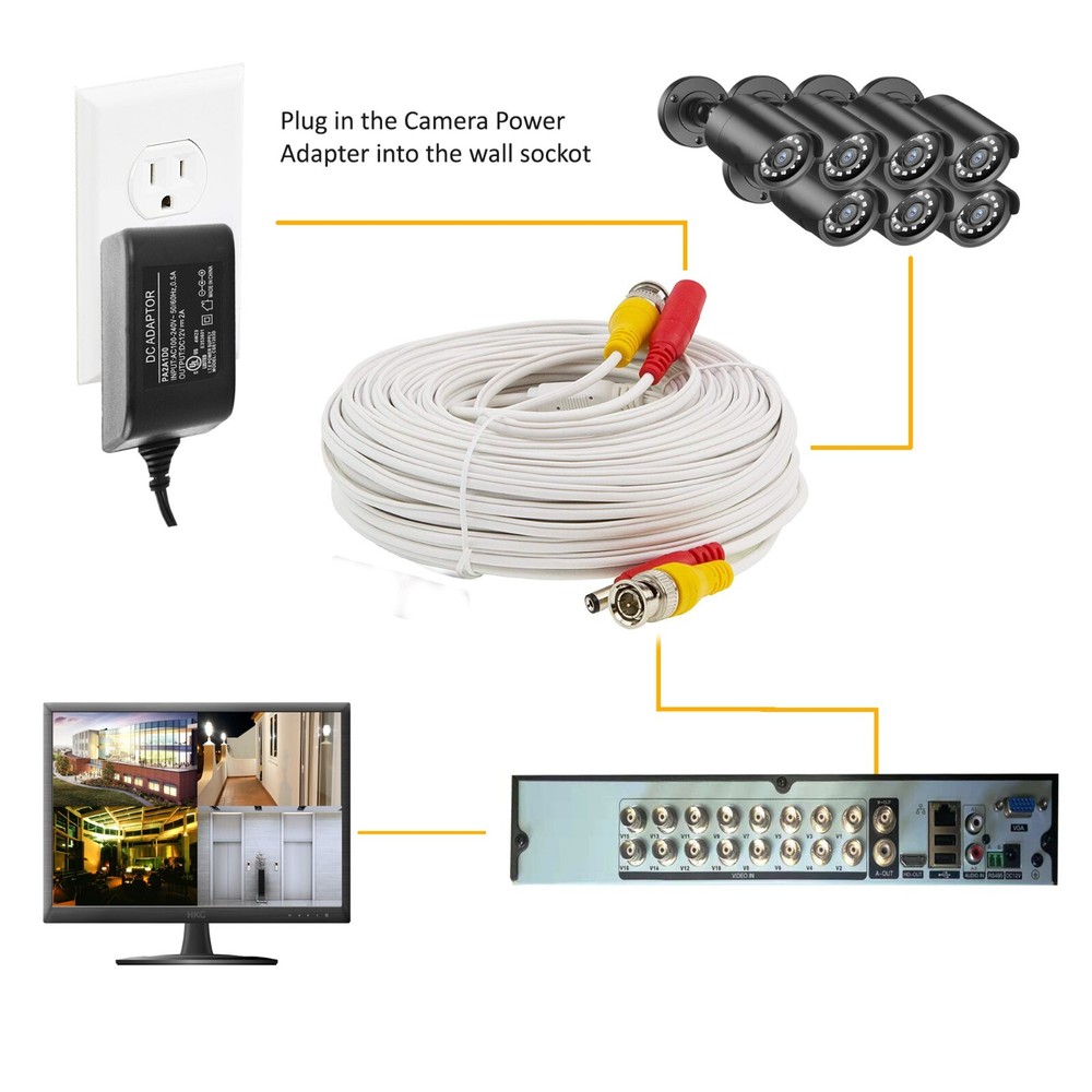 InstallerCCTV 100ft BNC Video Power Analog Siamese Cable CCTV Security Cameras
