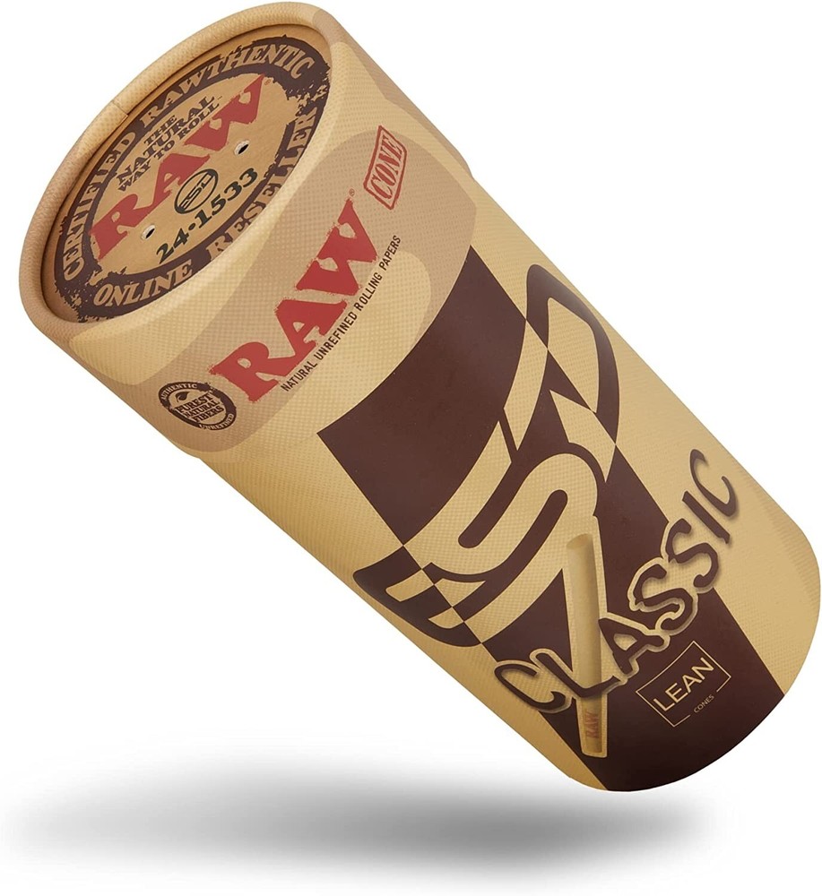 RAW Lean Cones | 100 Pack | Pre-Rolled Rolling Paper with Tips