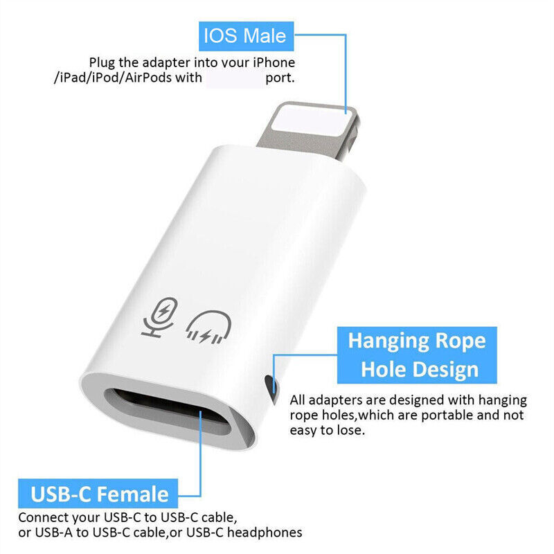 USB Type C Female to iOS Male Adapter For iPhone 14/13/12/11/XR/XS/SE 3 lot