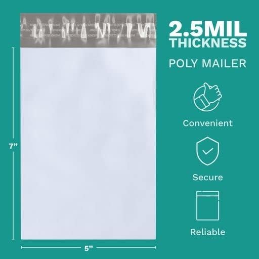 5x7 Poly Mailer Envelopes 100 Count Self Seal