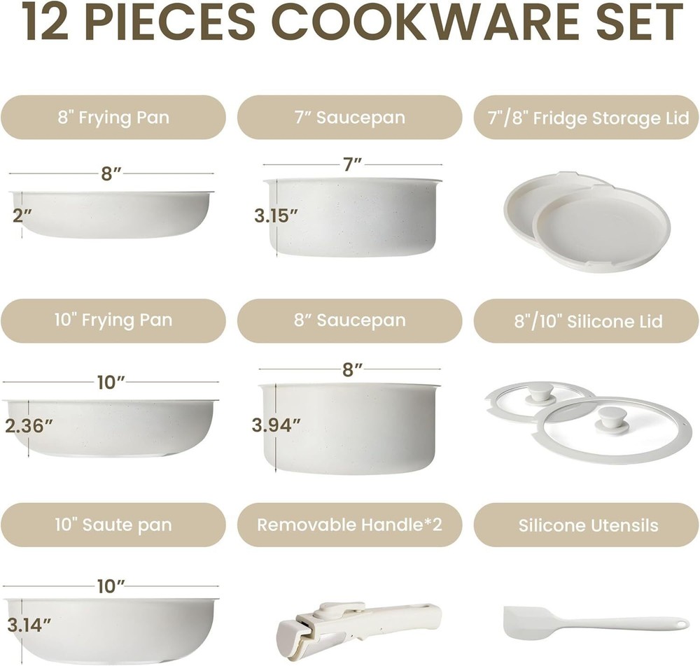 iPower 12Piece Cookware Set Pots and Pans Set Kitchen Granite Non Stick Bakeware