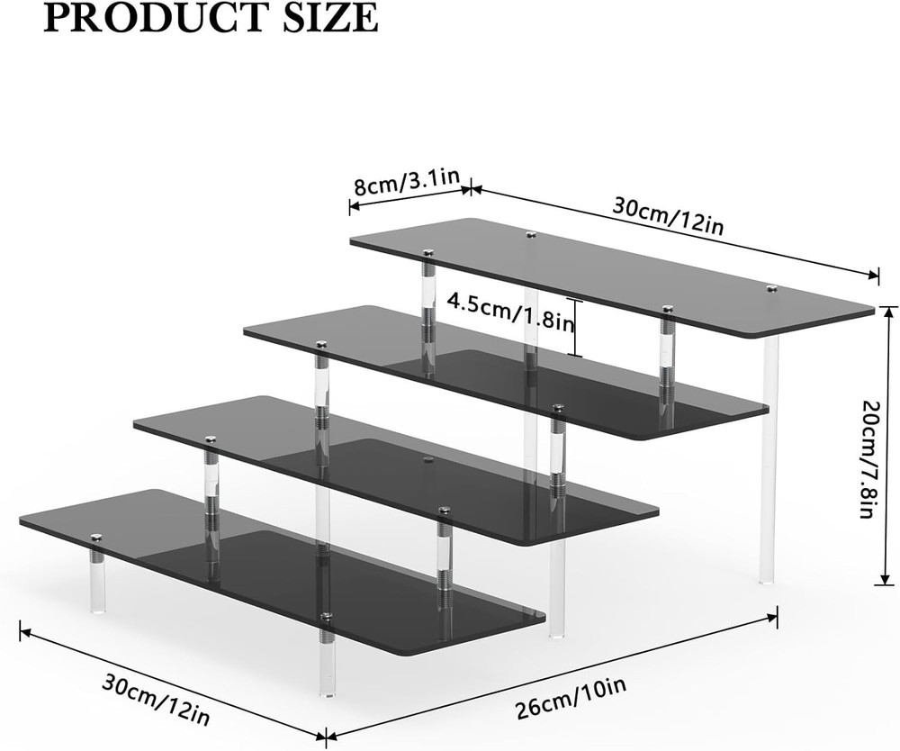 Acrylic Riser Display Stand, Black 4 Tier Cupcake Stand Risers