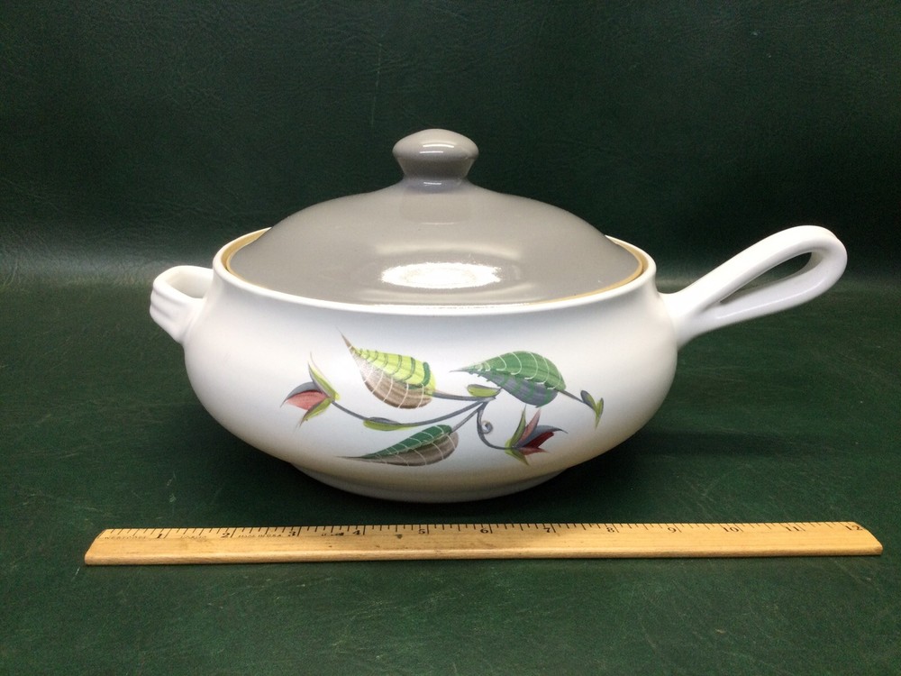 MCM Denby Langley England ~ Covered Baking Dish Casserole ~ Spring Leaf