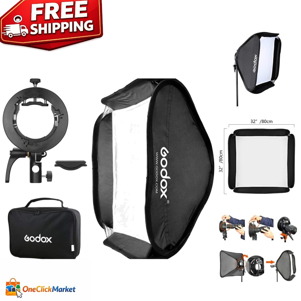 Reflective Silver 31'' Softbox with S-Type Bracket - Effortless Lighting Upgrade