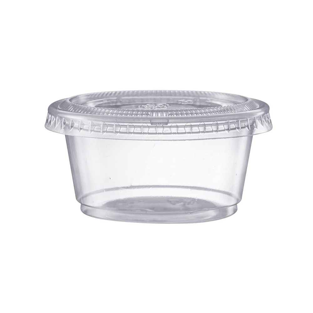 Pantry Value [2 oz. - 100 Count Clear Disposable Plastic Portion Cups with Li...
