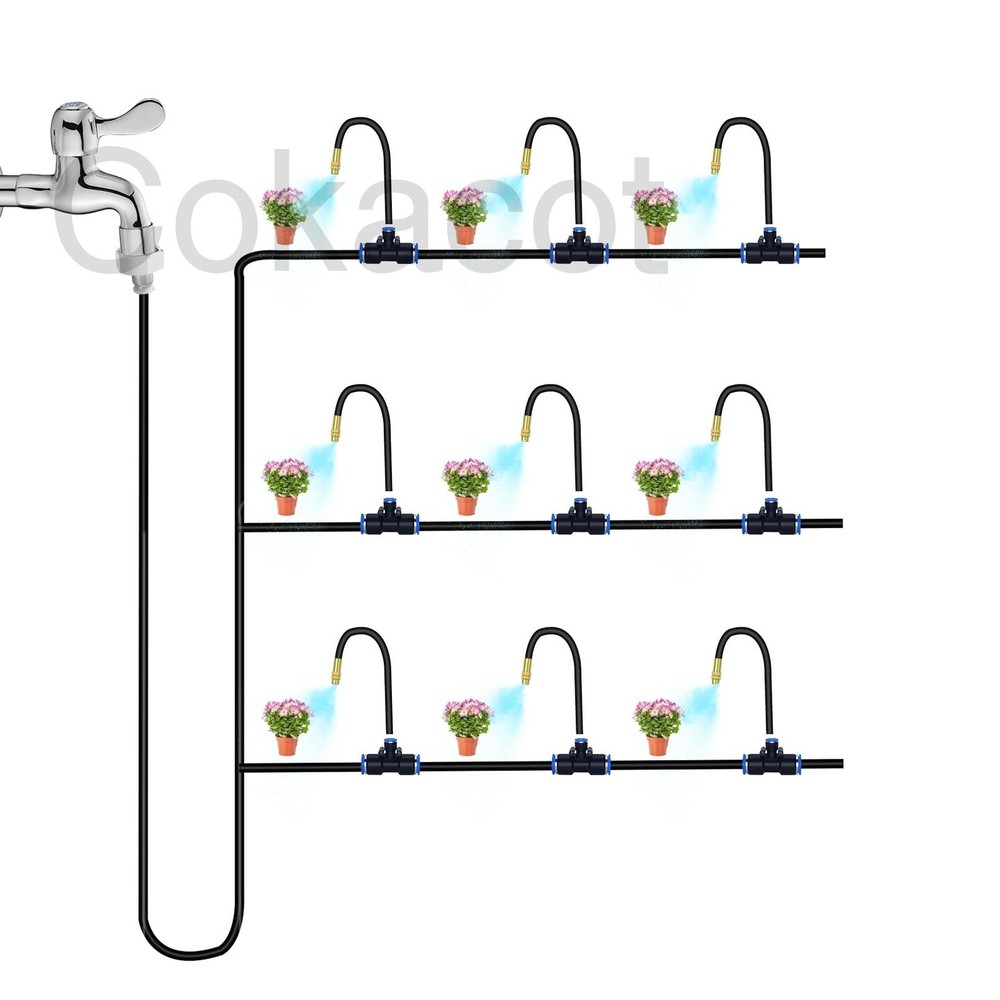 49.21Ft Drip Irrigation System, 360° Bendable Drip Irrigation Kit Automatic